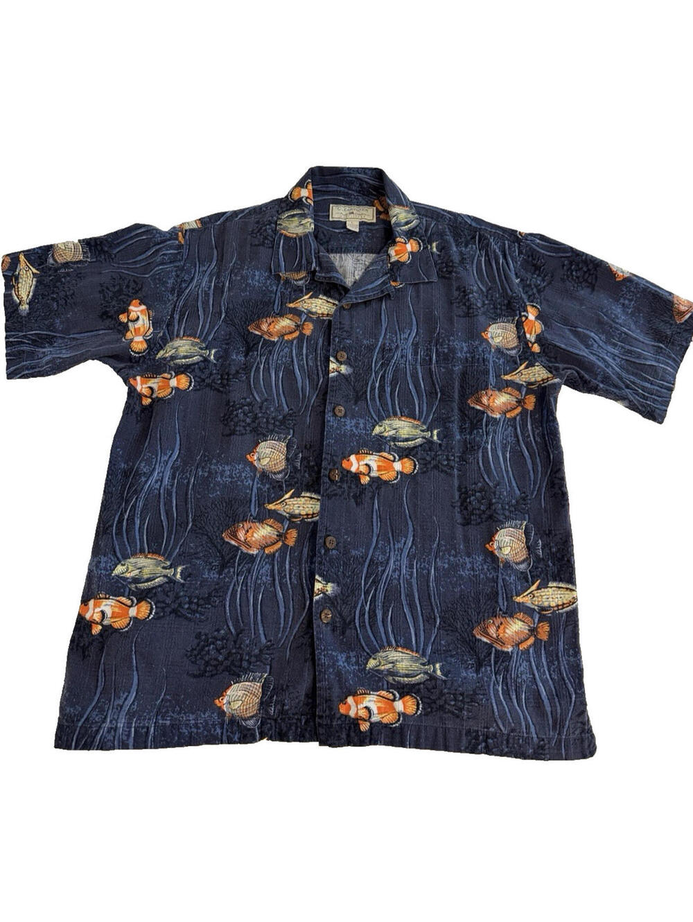 Clearwater Outfitters Resort Collection Deep Ocean Fish Button Up L Vintage